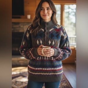 Vintage 1990’s Boston Traders wool hand knit limited edition sweater size M